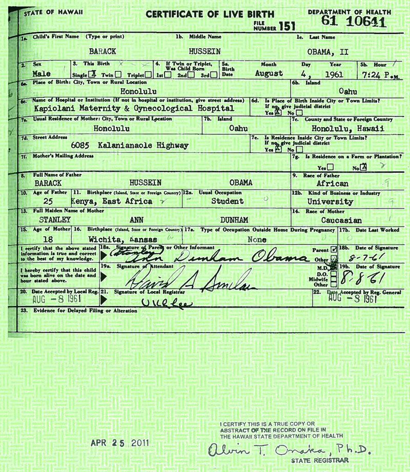 long form birth certificate obama. Obama Releases Copy Of Old
